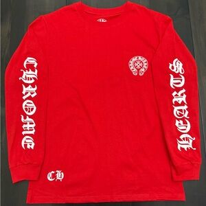 🔥 Chrome Hearts Red Long-Sleeve Pocket Tee